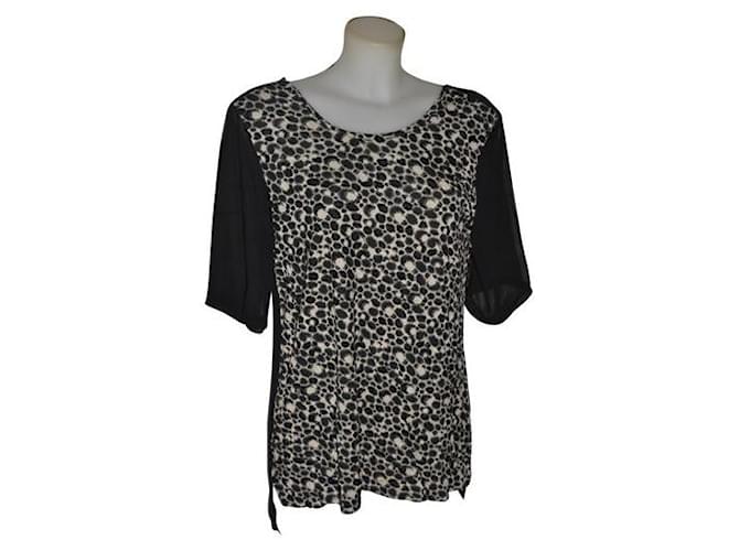 French Connection top Black White Viscose  ref.969011