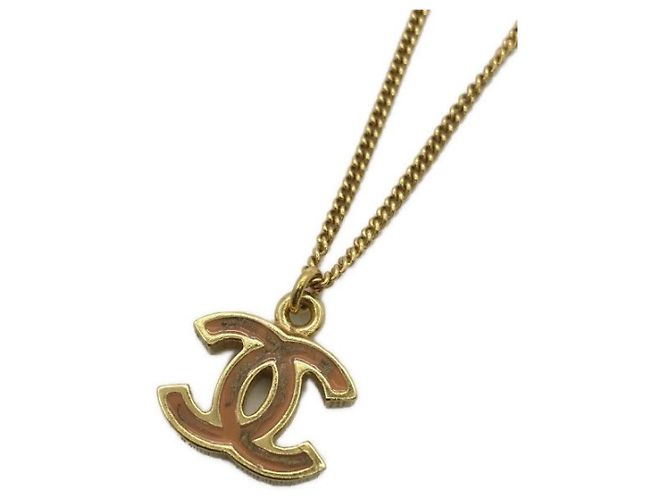 ***CHANEL [ANTIGO] Colar com marca de coco com processamento coxo Dourado