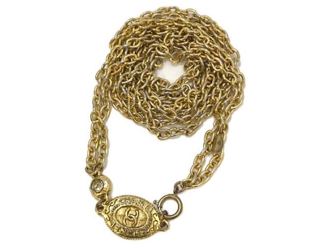*** CHANEL [OLD] COLLANA A CATENA LUNGA VINTAGE D'oro