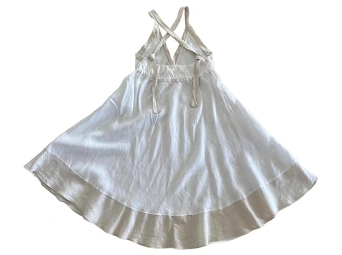 Autre Marque robe dos nu en lin blanc et grège T. 36 - 38 Beige  ref.969169