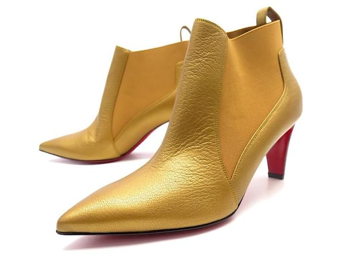 NUOVE SCARPE CHRISTIAN LOUBOUTIN VERAFUSA 70 38.5 STIVALI STIVALI IN PELLE D'oro  ref.969276