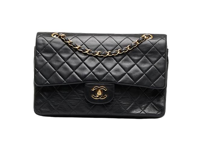 Chanel Medium Classic Double Flap Bag Black Leather  ref.969371