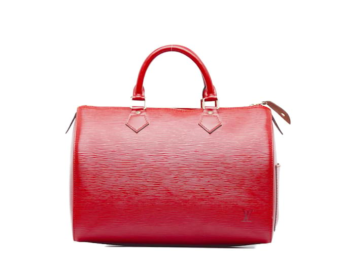 Louis Vuitton Red Empreinte Speedy 30 Leather Pony-style calfskin