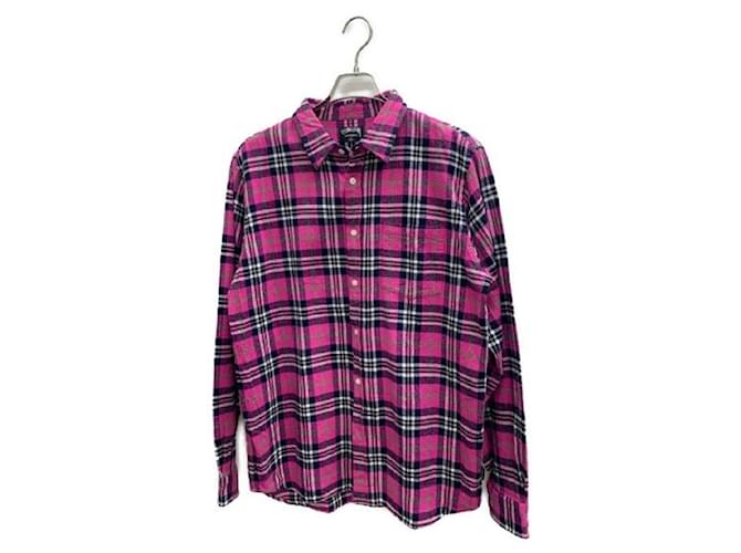 Autre Marque ****STUSSY Check Flannel Long Sleeve Shirt Black Pink Cotton  ref.969410