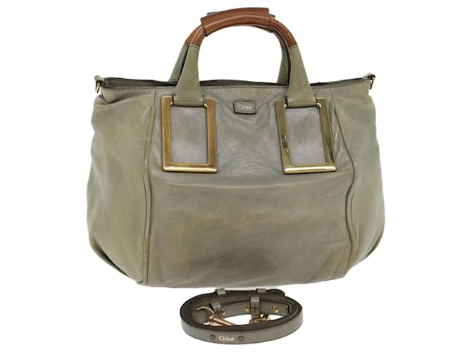 Chloé Chloe Etel Hand Bag Leather 2way Gray 03-11-50 Auth yb181 Grey  ref.969461