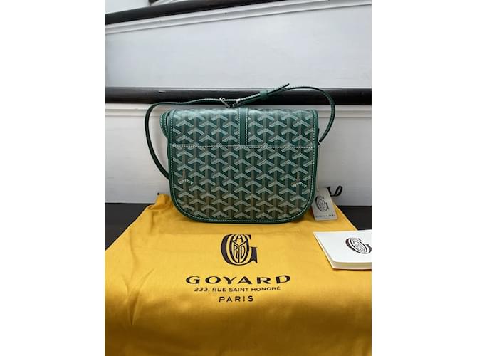 GOYARDINE BELVEDERE II PM MESSENGER BAG Green Leather ref.969602 - Joli  Closet