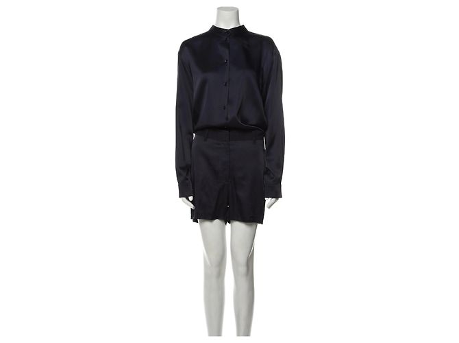 Acne Studios Camile Satin Kurzoverall Blau