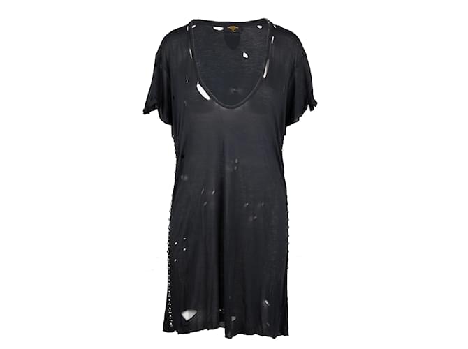 Autre Marque Hollywood Trading Company Long T-shirt with Holes Black Viscose  ref.969640