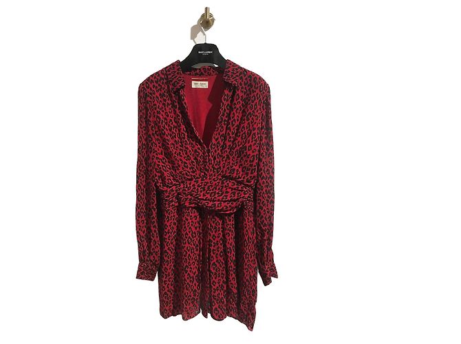 SAINT LAURENT Kleid T.FR 42 Viskose Rot