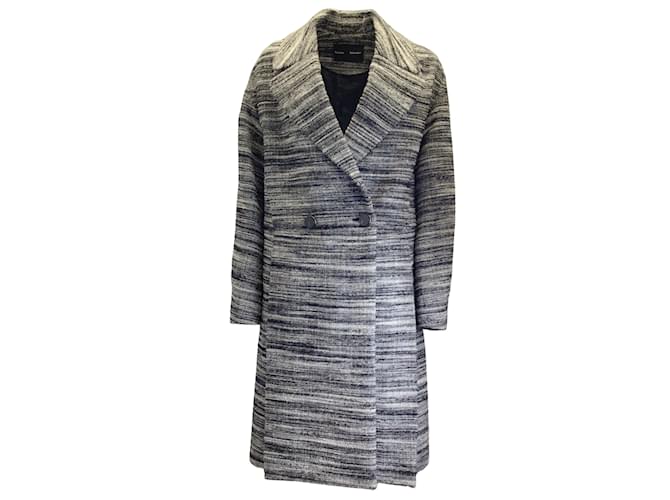 Proenza Schouler Black white Grey lined Breasted Tweed Coat