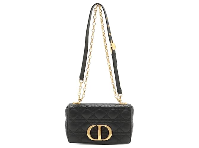 Dior Caro Cannage Small Leather 2-Way Chain Bag Black  ref.969689