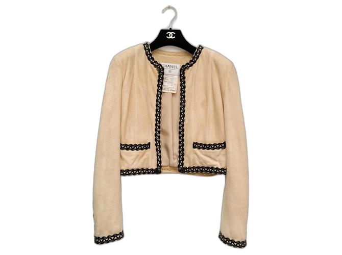 Chanel Parade P94  Short Collector Jacket Beige Leather  ref.969720