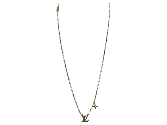 Louis Vuitton Gold Collier Essential V Necklace Golden Metal ref