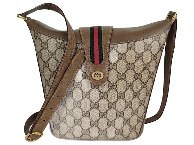 Gucci vintage bucket bag Web line Beige Cloth  ref.969748