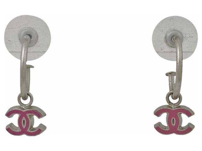 Chanel Earrings Silvery Pink Silver-plated  ref.970197