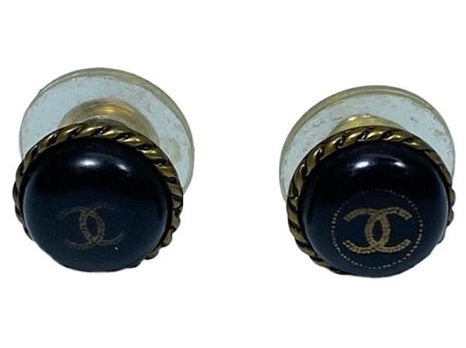 Chanel Boucles d'oreilles Noir Doré  ref.970202
