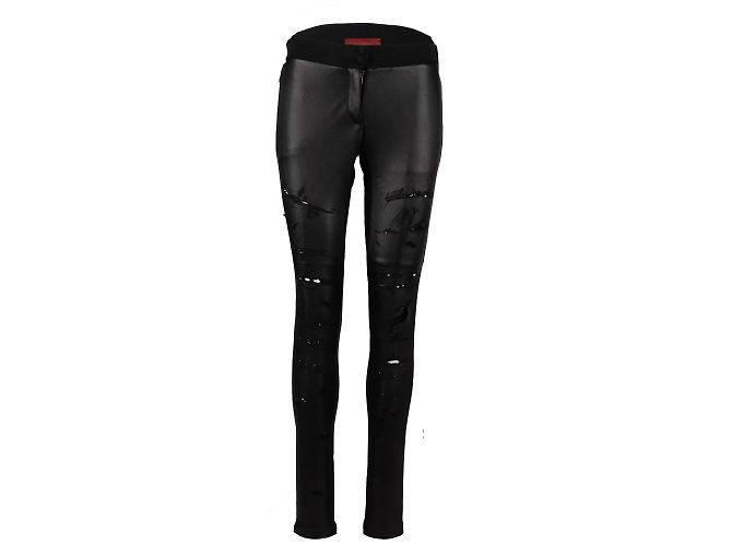 Autre Marque Diliborio Distressed-Lederhose Schwarz