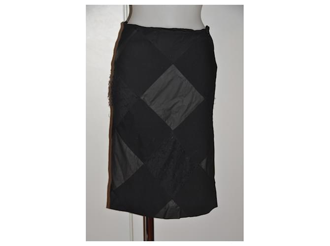 Gianni Versace Midi Skirt Black Silk Cotton Wool  ref.970422