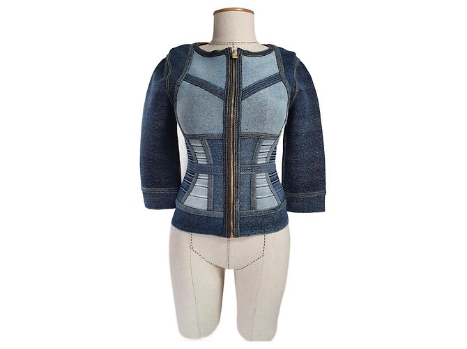 Herve Leger Jeansjacke Indigo Blau