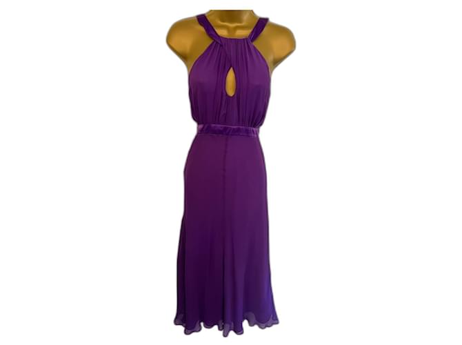 Hobbs London Cadbury Purple Silk Sleeveless Occasion Dress UK 10 US 6 EU 38  ref.970434