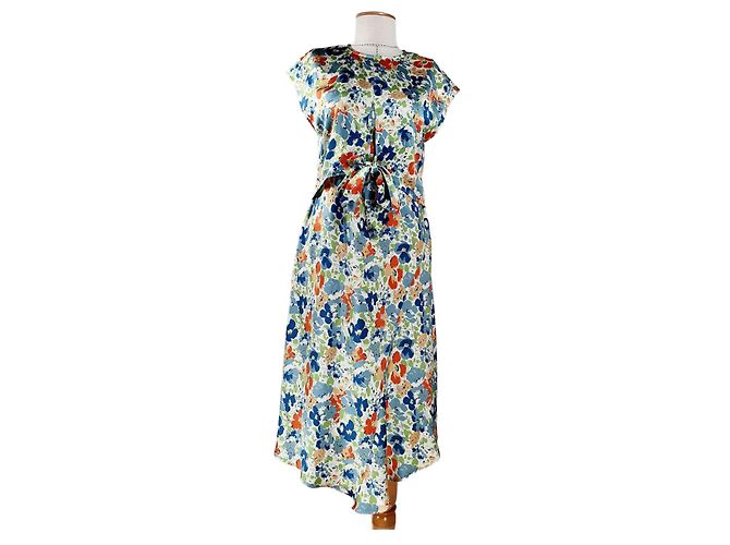 Ralph Lauren Blumenkleid aus Polyester Größe M Mehrfarben