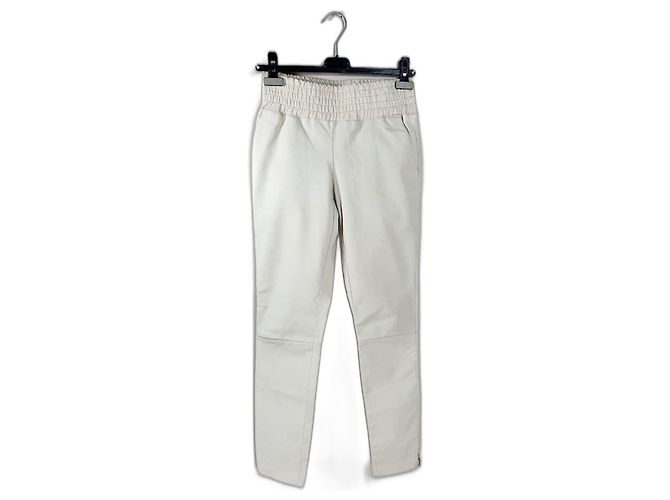 Autre Marque Calça de couro Ibana Colette Off White Branco