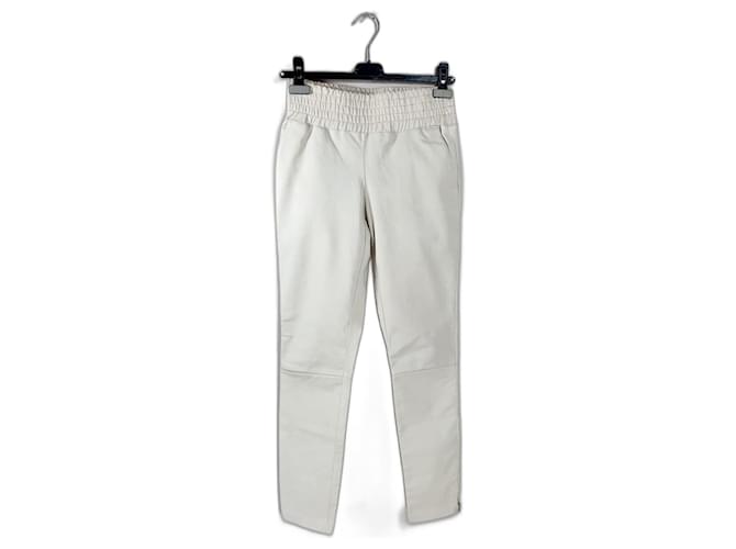 Autre Marque Un pantalon, leggings Cuir Blanc  ref.970477