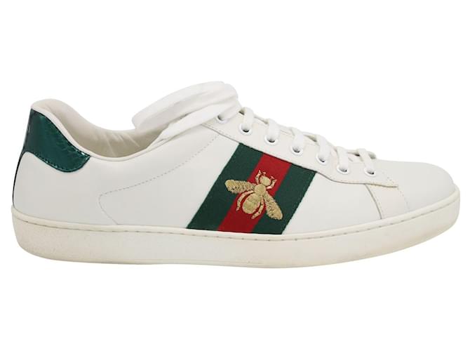 Gucci Ace Sneakers mit Python-geprägtem Einsatz aus weißem Leder UK 9  ref.970518