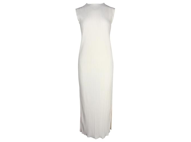 Anine Bing Melanie Pleated Shift Midi Dress in Cream Polyester White  ref.970681