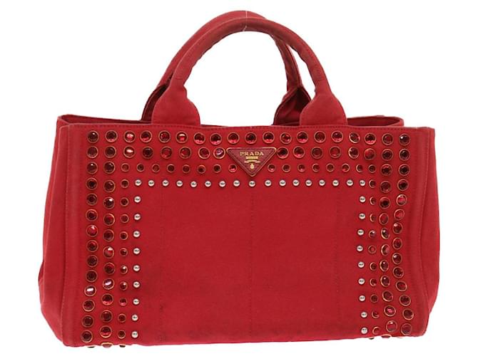 PRADA Bijoux Kanapa MM Hand Bag Canvas Red Auth 45828 Cloth  ref.971264