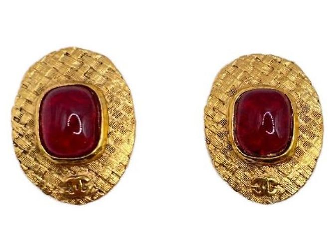 ***CHANEL Vintage-Steinohrringe Rot