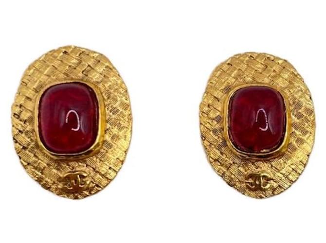 ***CHANEL  vintage stone earrings Red  ref.971401