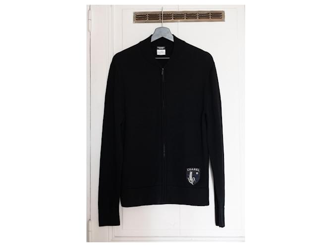 Cambon Cardigan / Chanel Men's Vest  100% laine Black Wool  ref.971403