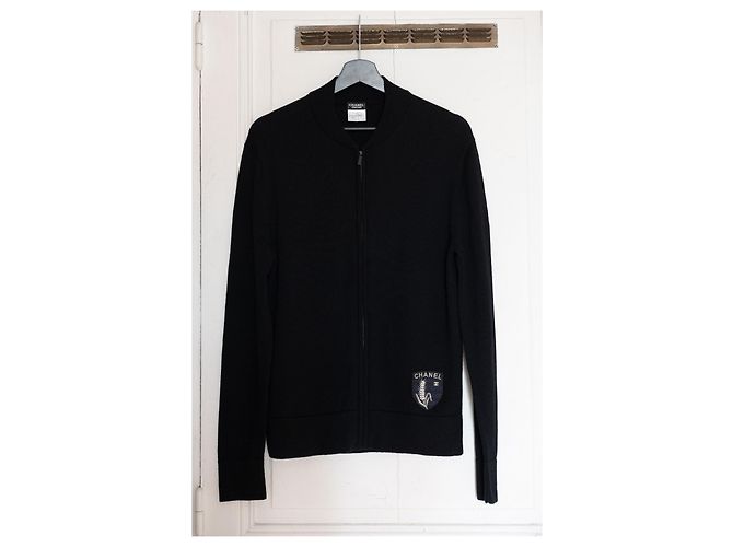 Cambon Strickjacke / Chanel Herrenweste  100% laine Schwarz