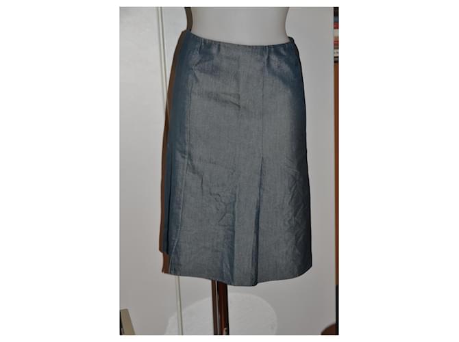 Valentino Midi Skirt Light blue Silk Cotton  ref.971467