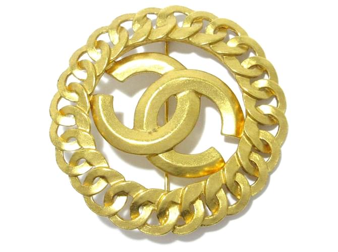 Chanel Gold CC Rhinestone Brooch For Sale at 1stDibs
