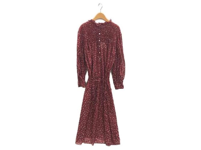 ****ISABEL MARANT ETOILE Long Sleeve Floral Long Dress Red Cotton  ref.971983