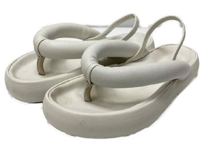 ****ISABEL MARANT Leather Puffy Flat Sandals White  ref.972032