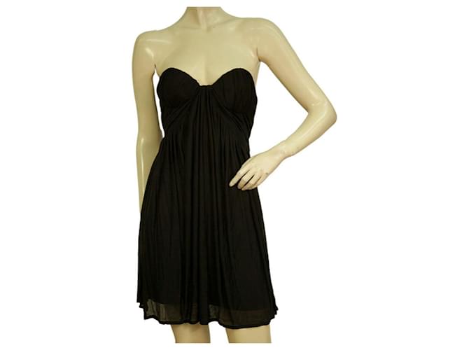 Alexander McQueen Black Draped Strapless Satin Mini dress size 44 Rayon  ref.972037