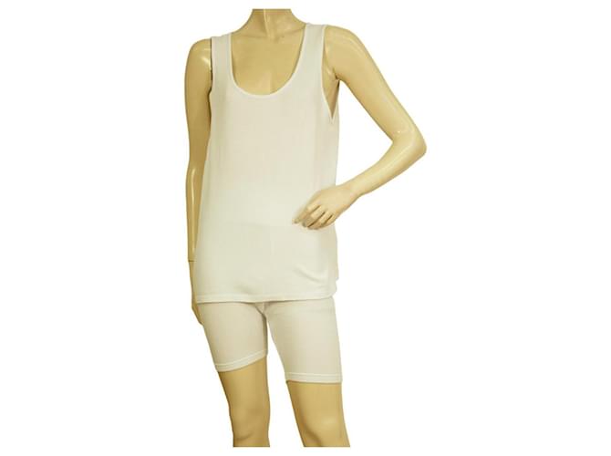 American Vintage White Rib Cotton Tank Top (M) Shorts Pants (S) Sport Set  ref.972038
