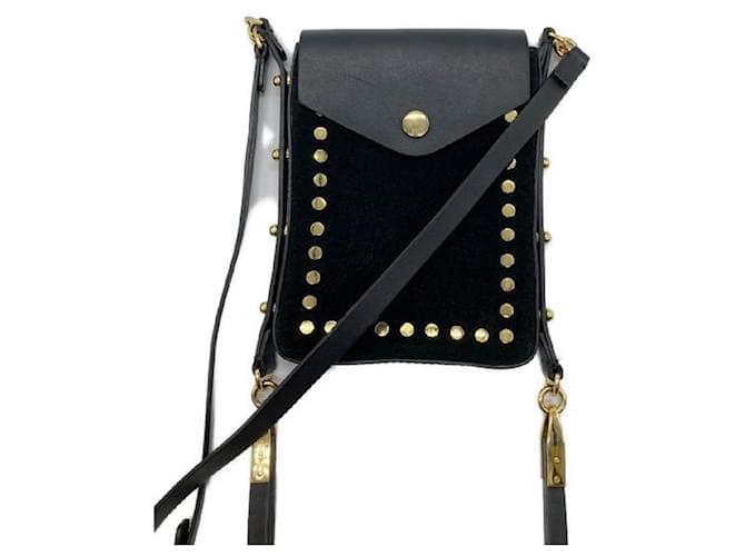 Isabel Marant Etoile ****ISABEL MARANT Studded  Shoulder Bag Black Leather Velvet  ref.972060