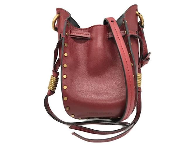 ****ISABEL MARANT Studded Shoulder Bag Red Leather  ref.972066