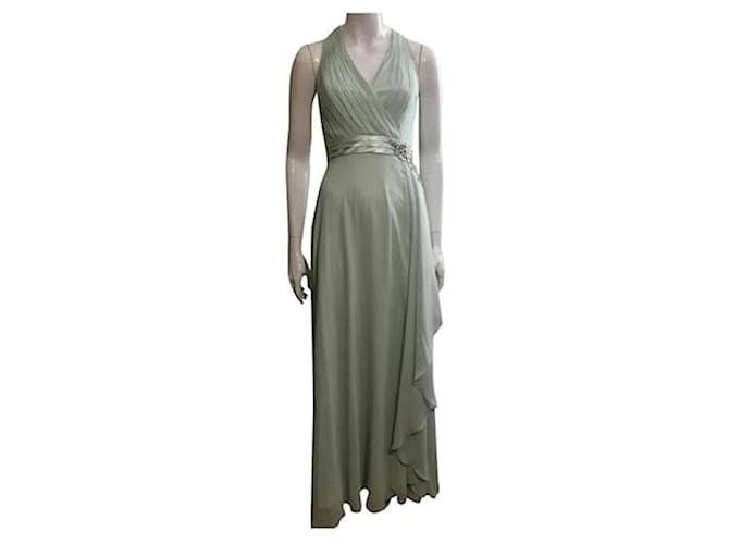 Jenny Packham Abendkleid aus Chiffon mit Kristallverzierung Hellgrün Polyester  ref.972094