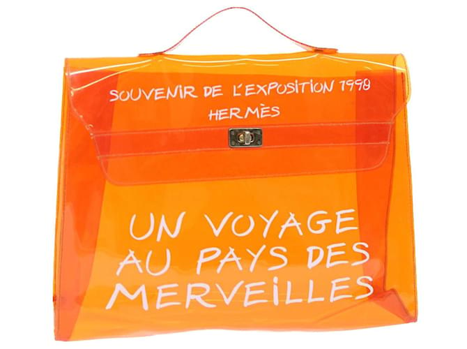 Hermès HERMES Vinyl Kelly Hand Bag Vinyl Orange Auth 46324  ref.972130