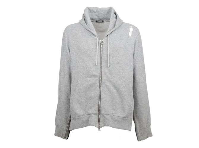 Balmain Hooded Sweatshirt with Holes Grey  ref.972222