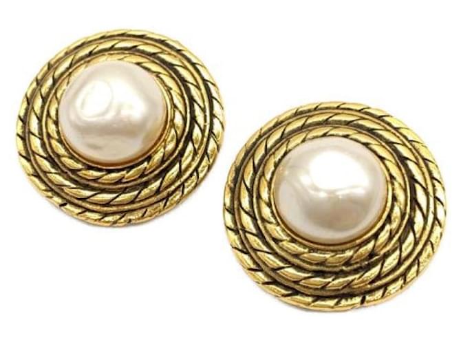***CHANEL  faux pearl earrings Golden  ref.972243