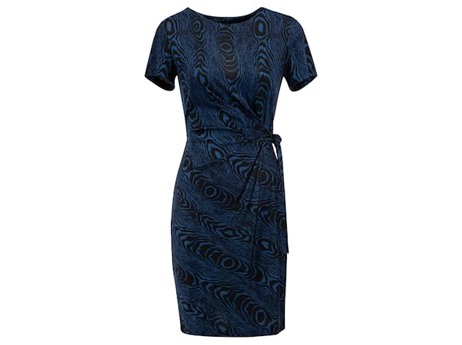 Diane Von Furstenberg DvF Zoe silk mock wrap dress with abstract print Black Blue  ref.972264