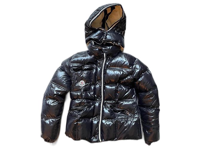 Moncler S Daunenjacke aus Leder schwarz Damen