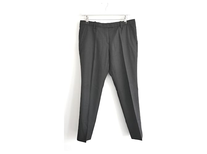 Isabel Marant Grey Cropped Trousers Dark grey Wool  ref.1000372