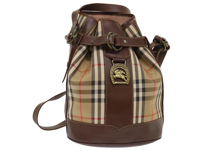 Autre Marque Burberrys Nova Check Shoulder Bag Canvas Beige Brown Auth 48030 Cloth  ref.1000415